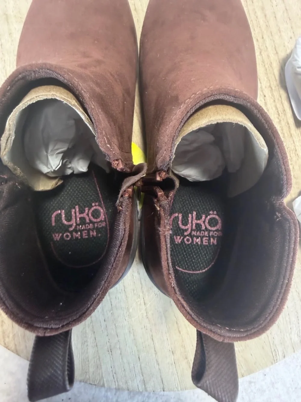 Ryka Women’s 6M Brown Suede Ankle Boots Side Zip Ryka Repel Water Resistant NWT